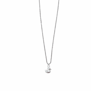 Prachtige ketting met zilverkleurige eendenbedel
