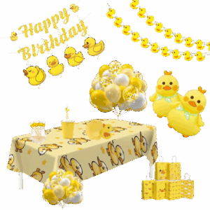 verzamelingsafbeelding met producten uit het eenden verjaardagspakket