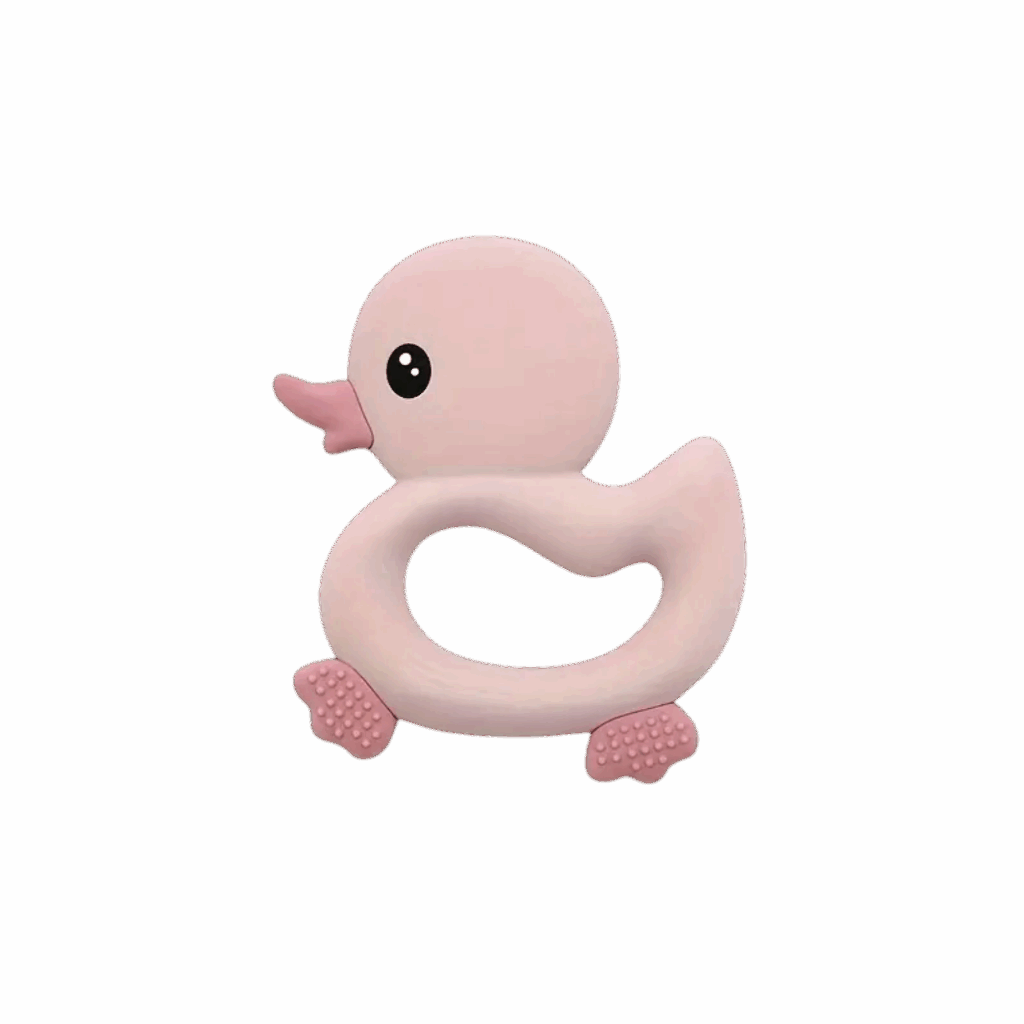 baby siliconen bijtring eend roze