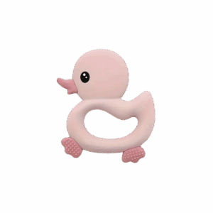 baby siliconen bijtring eend roze