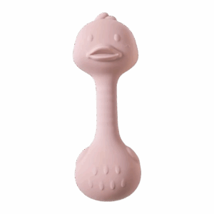 roze siliconen baby rammelaar eend