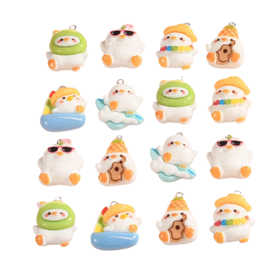 Schattige eenden-ketting - zilver