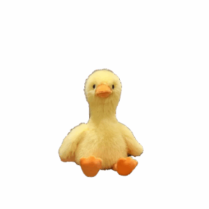 Vrolijk zittende eendenknuffel