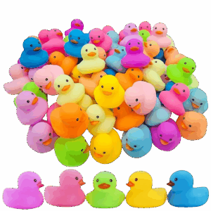 gekleurde rubberen eendjes