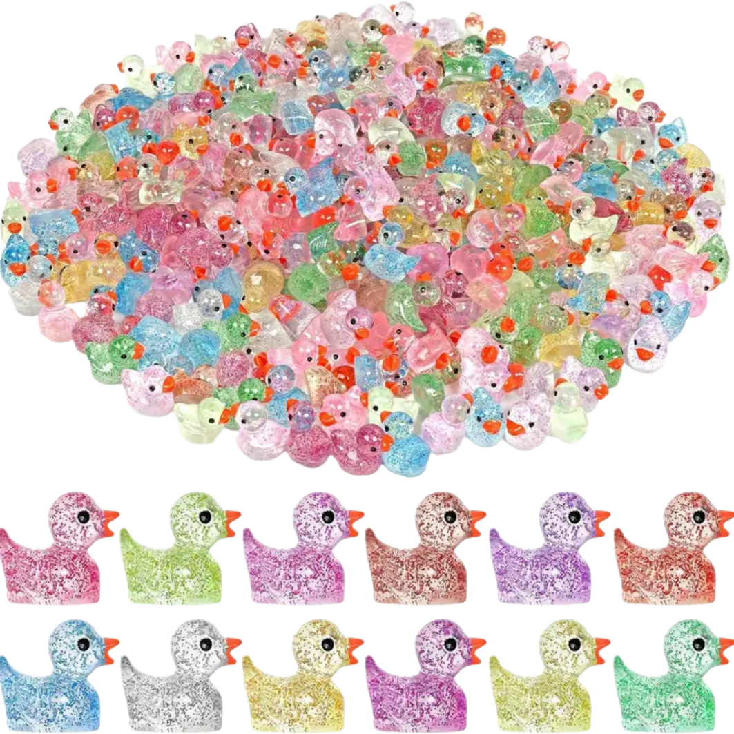 Glitter mini eendjes - per 10