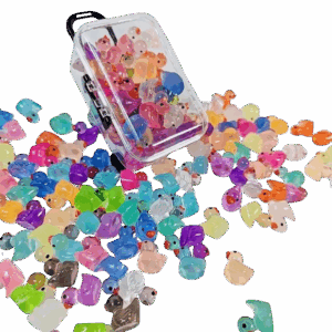 Een koffertje vol glow in the dark mini eendjes!