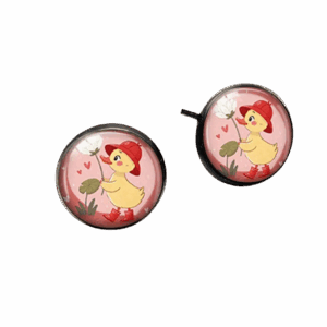 Cute retro roze eendenoorbellen - knopjes